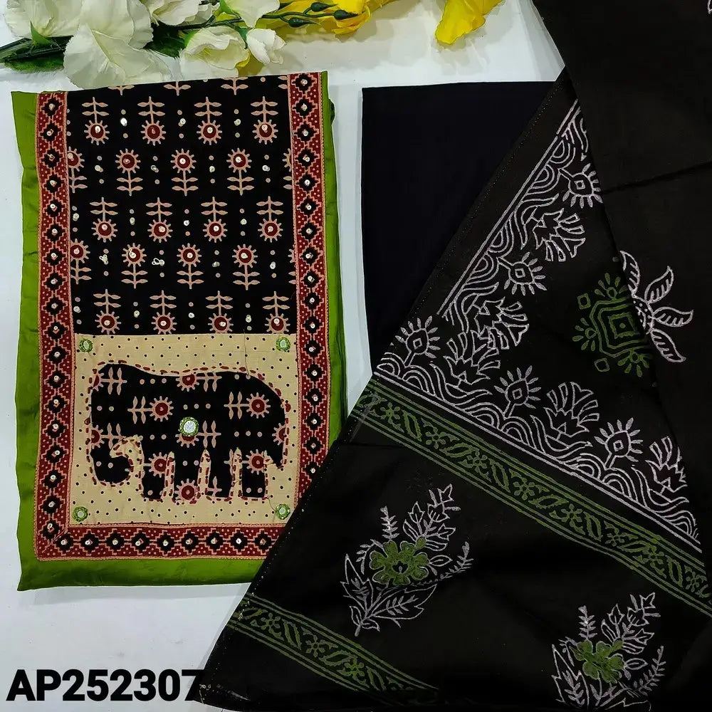 Mossy green satin cotton salwar material ap252307-Neidhal