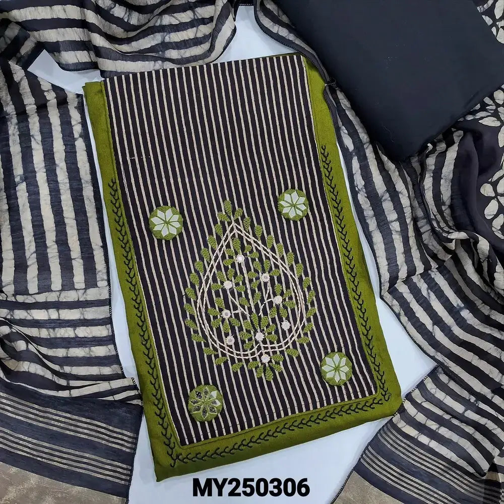 Mossy green satin cotton salwar material my250306-Neidhal