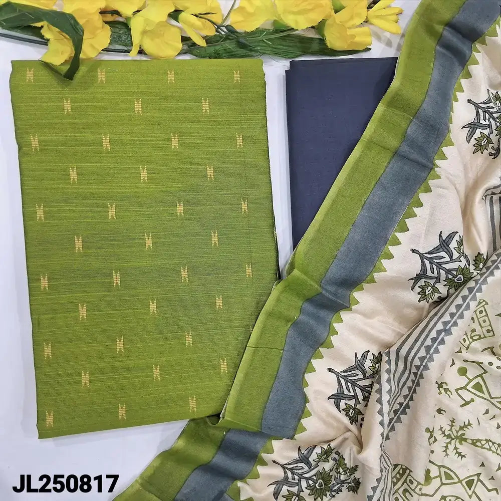 Mossy green slub silk cotton salwar material jl250817-Neidhal