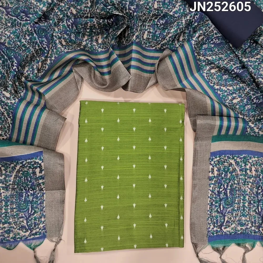 Mossy green slub silk cotton salwar material jn252605-Neidhal