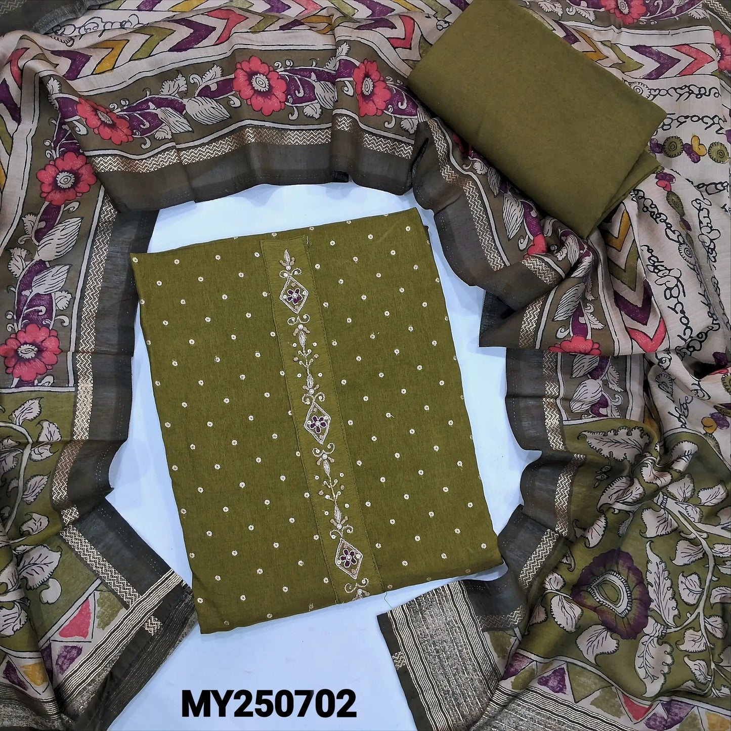 Mossy green uppada silk salwar material my250702-Neidhal