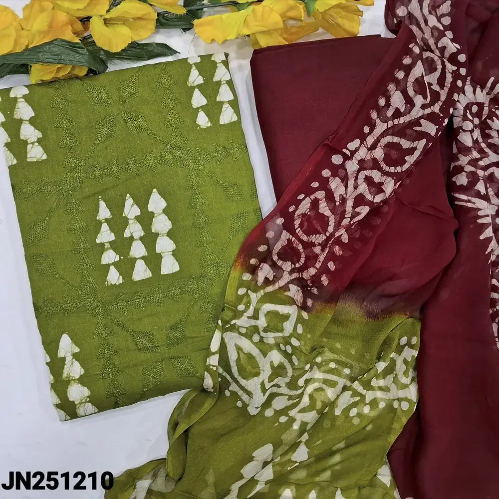 Mossy green wax batik cotton salwar material jn251210-Neidhal