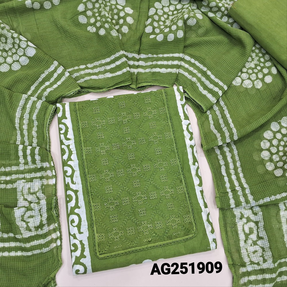 Mossy green wax batik dyed pure cotton salwar material ag251909 Neidhal