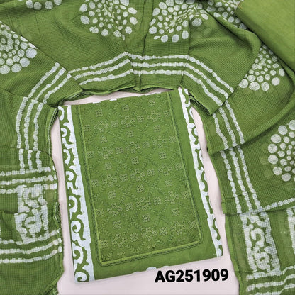 Mossy green wax batik dyed pure cotton salwar material ag251909 Neidhal