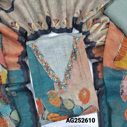 Multi color abstract printed tissue linen salwar material ag252610 Neidhal