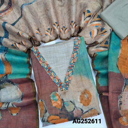 Multi color abstract printed tissue linen salwar material ag252611 Neidhal