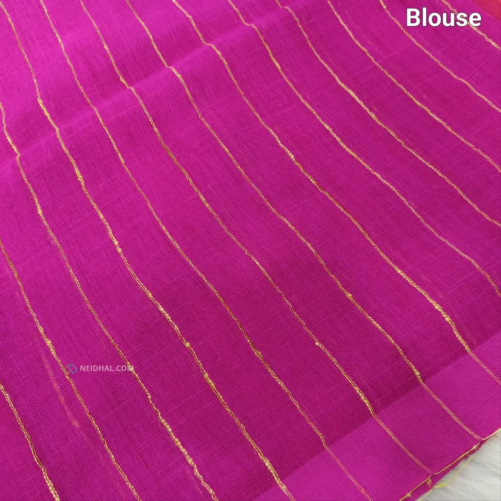 CODE NS14: Multi color designer vertical striped pure linen saree(thin & soft fabric)floral weaving & tassels on pallu