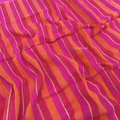 CODE NS14: Multi color designer vertical striped pure linen saree(thin & soft fabric)floral weaving & tassels on pallu