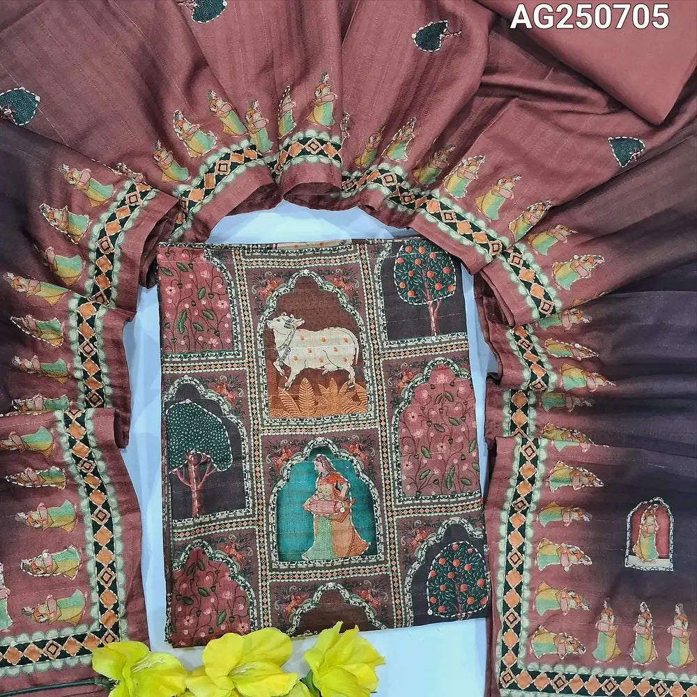 Multi color digital printed semi tussar salwar material ag250705-Neidhal