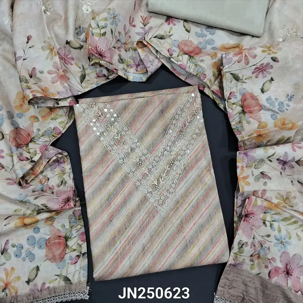 Multi color lehariya printed tussar silk cotton salwar material jn250623-Neidhal