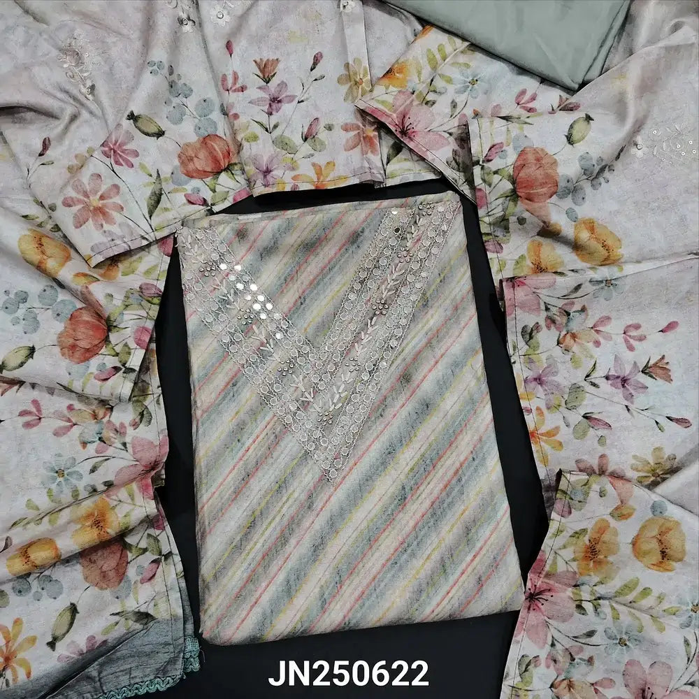 Multi color lehariya printed tussar silk cotton salwar material jn250622-Neidhal