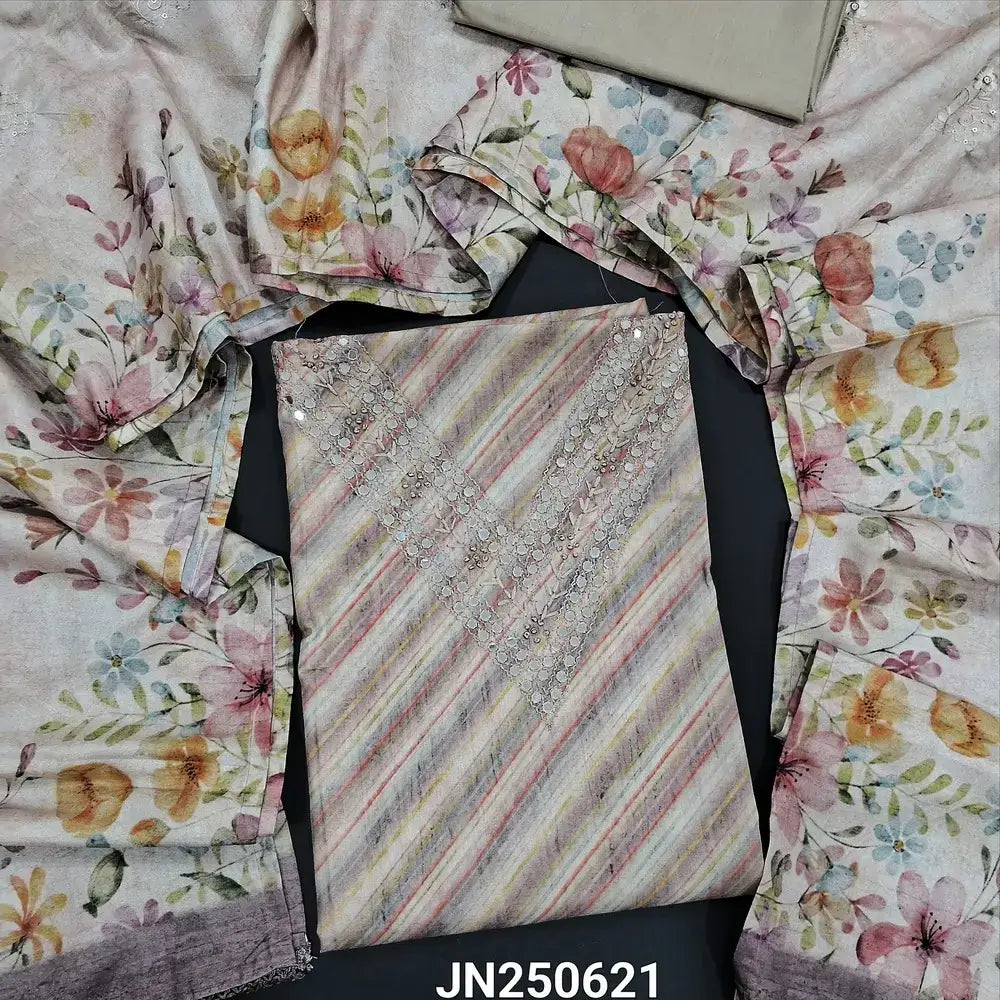 Multi color lehariya printed tussar silk cotton salwar material jn250621-Neidhal