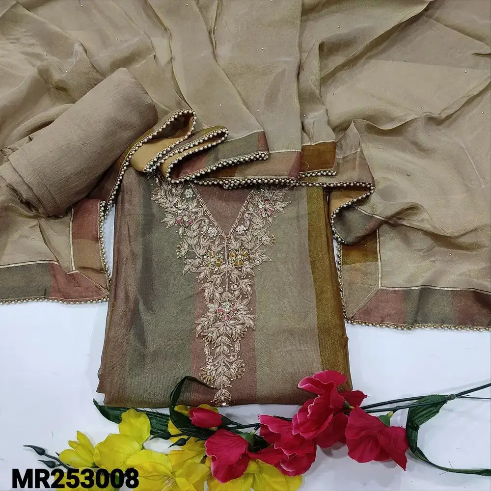 Multi color tissue organza silk salwar material mr253008-Neidhal