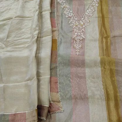 Multi color tissue organza silk salwar material mr253008-Neidhal