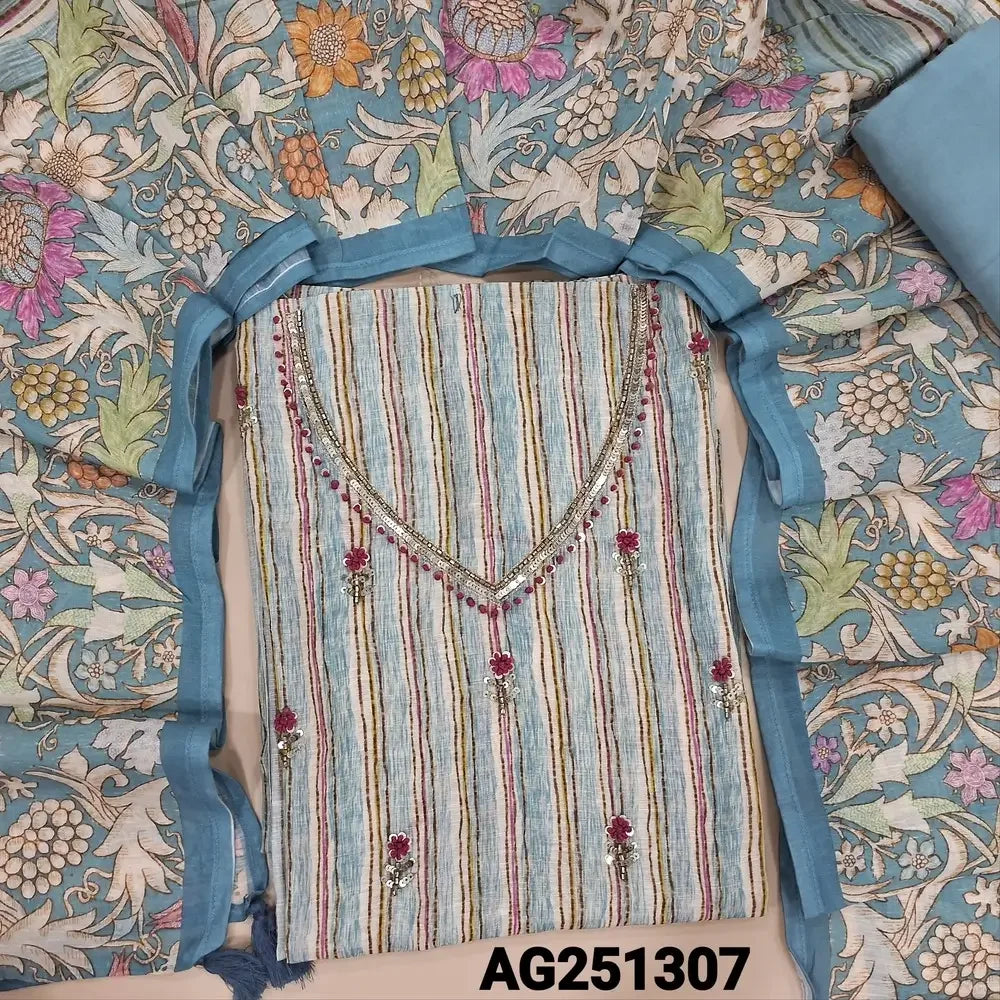 Multi color vertical printed linen silk salwar material ag251307-Neidhal