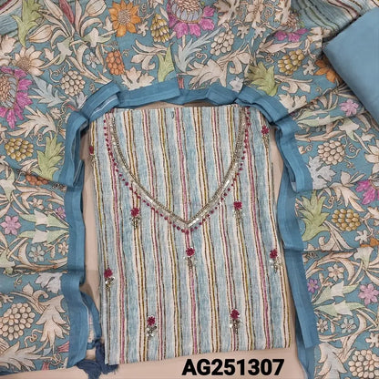 Multi color vertical printed linen silk salwar material ag251307-Neidhal