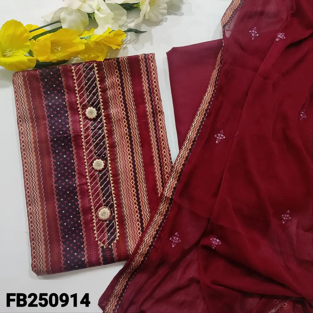 CODE FB250914: Multi color vertical printed premium satin cotton unstitched salwar material fancy buttons