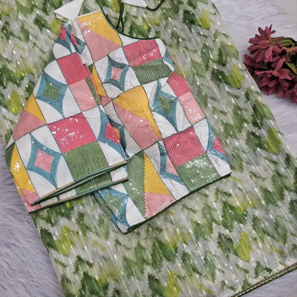 Multicolored fancy organza saree ws1095-Neidhal