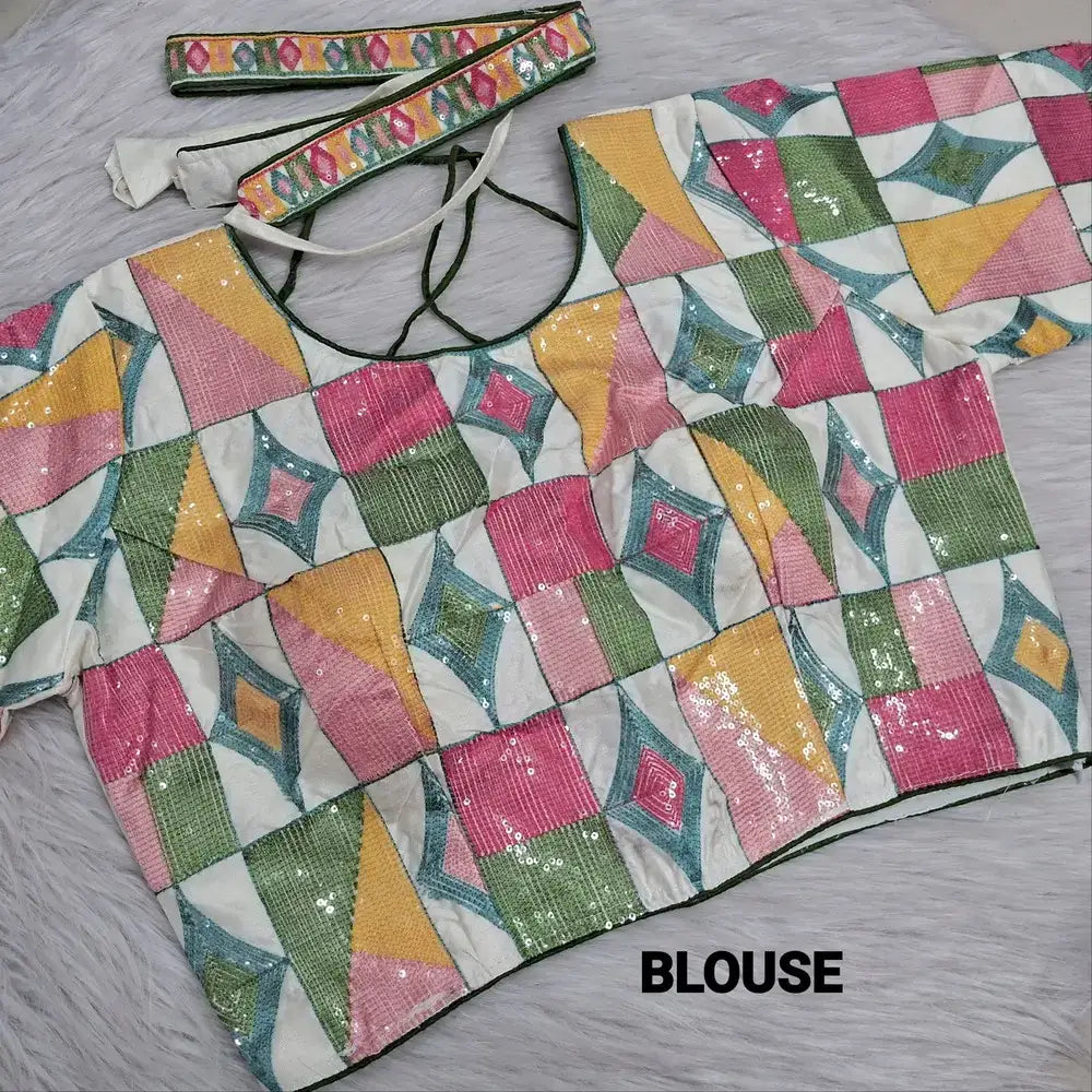 Multicolored fancy organza saree ws1095-Neidhal