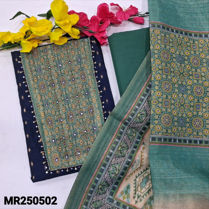 Navy blue silk cotton salwar material mr250502-Neidhal