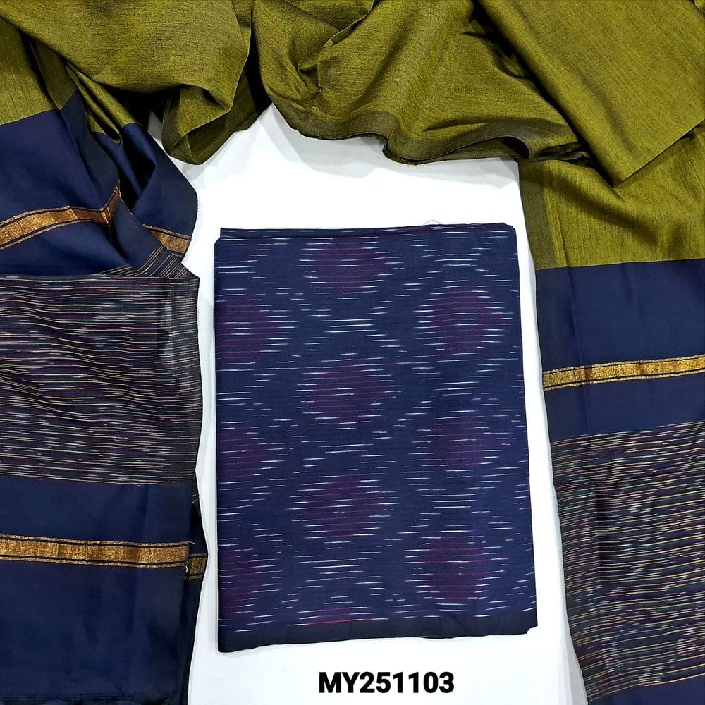 Navy blue silk cotton salwar material my251103-Neidhal