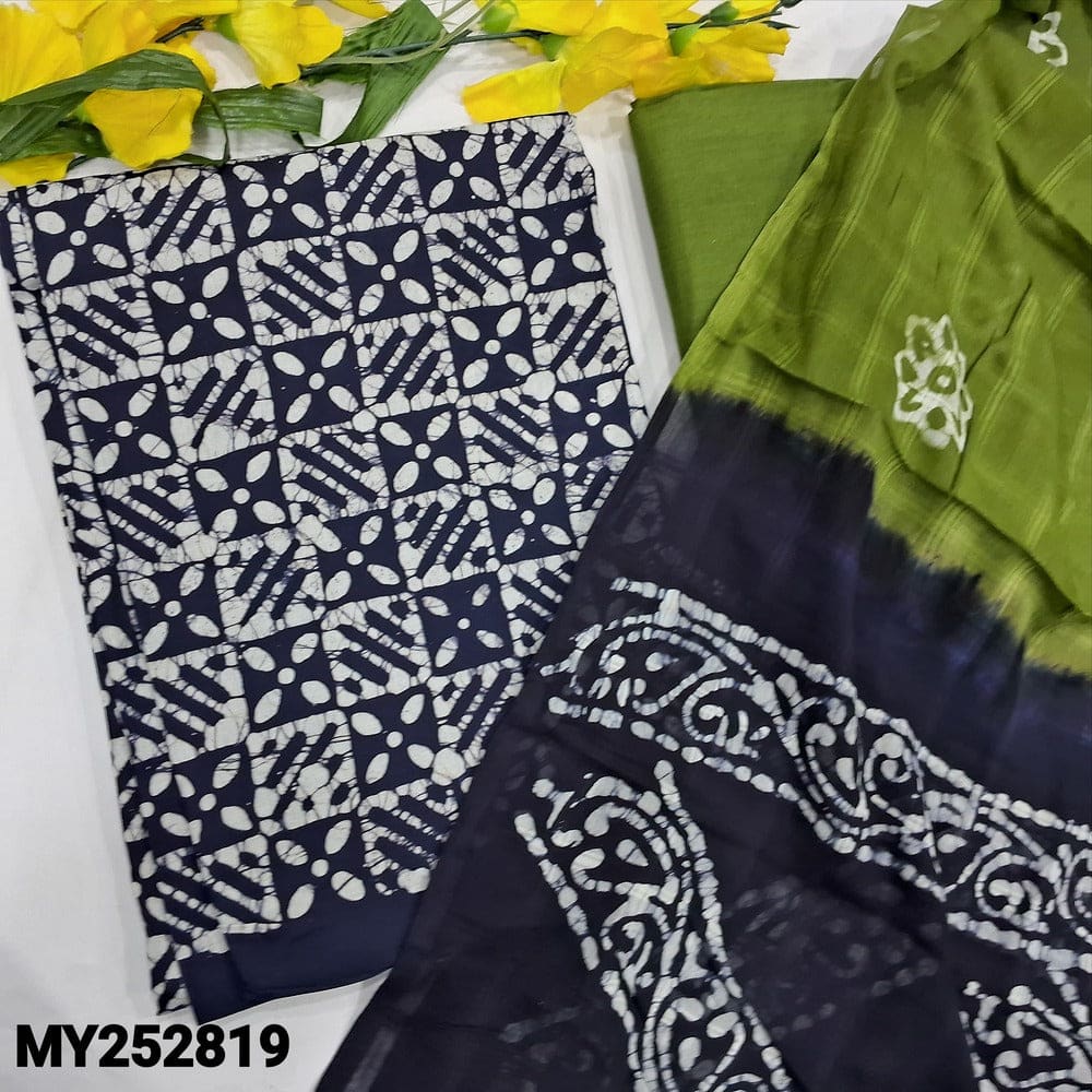 Navy blue wax batik soft cotton salwar material my252819-Neidhal