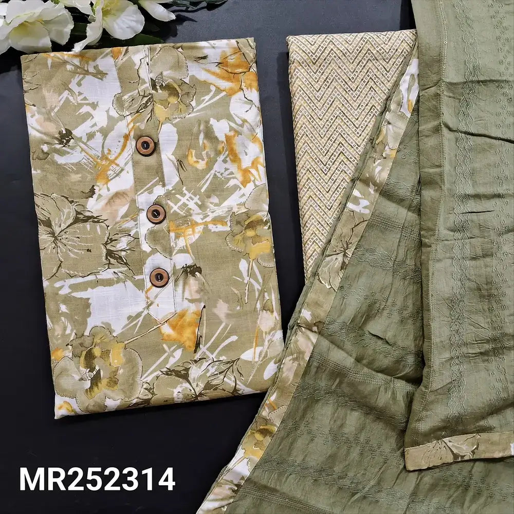 Olive green abstract printed liquid fabric salwar material mr252314-Neidhal