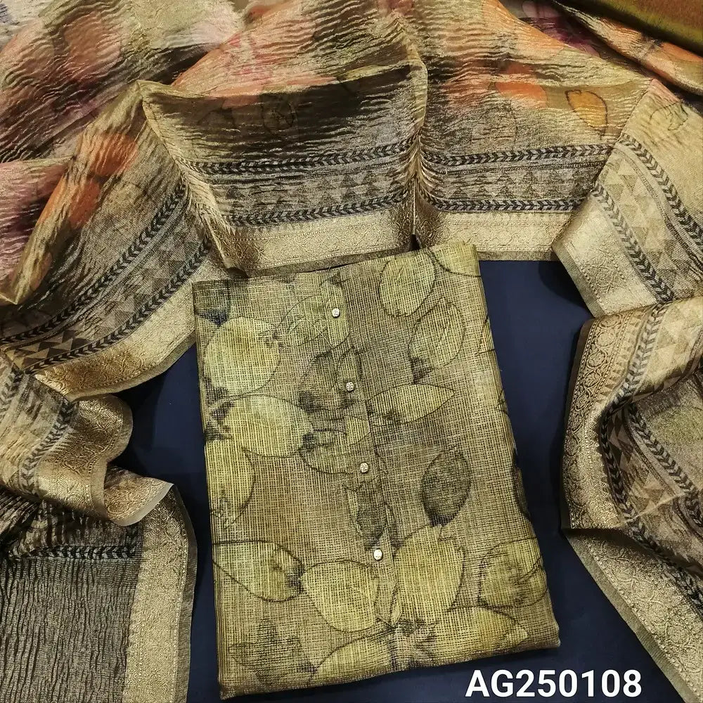 Olive green digital printed kota silk cotton salwar material ag250108-Neidhal