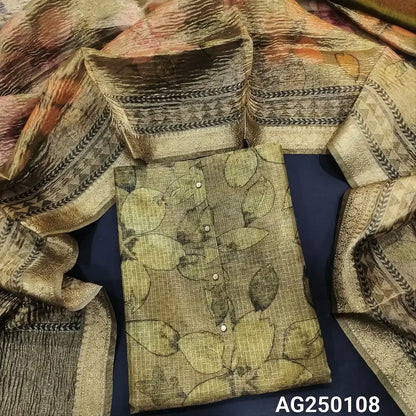 Olive green digital printed kota silk cotton salwar material ag250108-Neidhal