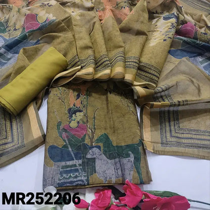 Olive green digital printed silk cotton salwar material mr252206-Neidhal