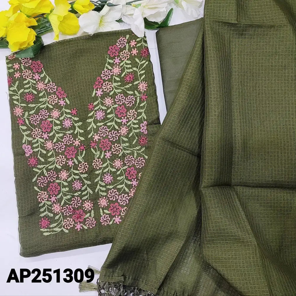 Olive green fancy kota salwar material ap251309-Neidhal