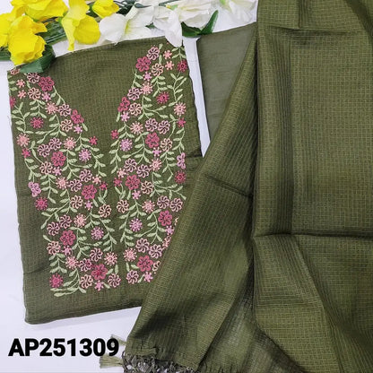 Olive green fancy kota salwar material ap251309-Neidhal