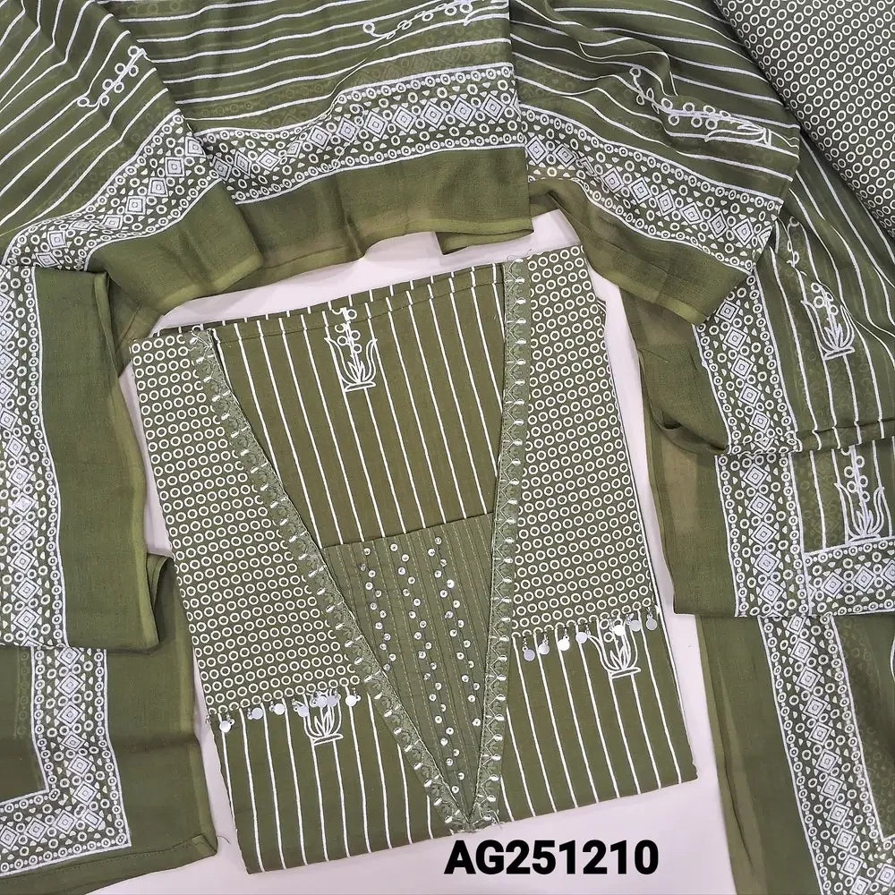 Olive green premium cotton salwar material ag251208-Neidhal