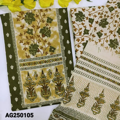 Olive green printed soft cotton salwar material ag250105-Neidhal