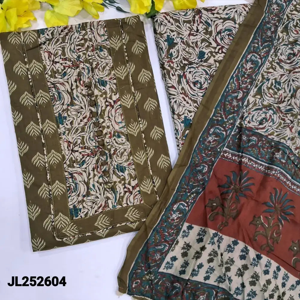 Olive green printed soft cotton salwar material jl252604-Neidhal