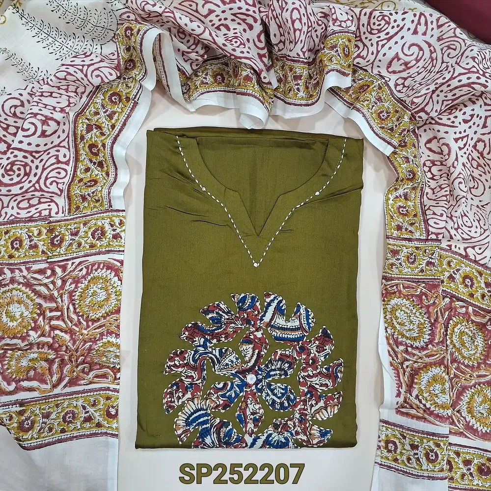 Olive Green satin cotton salwar material SP252207-Neidhal