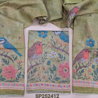 Olive green tissue silk cotton salwar material SP252412-Neidhal