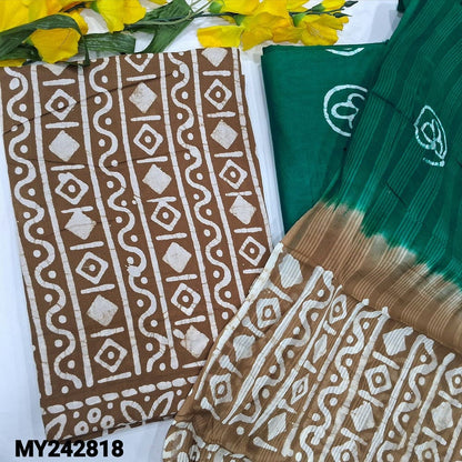 Olive green wax batik soft cotton salwar material my252818-Neidhal