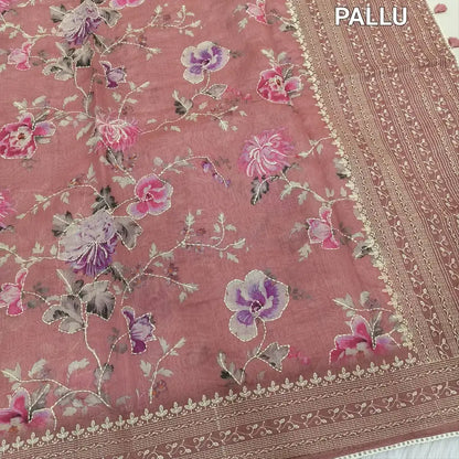 Onion pink digital printed soft silk cotton saree ns207-Neidhal