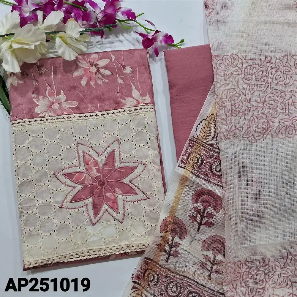 Onion pink floral printed satin cotton salwar material ap251019-Neidhal