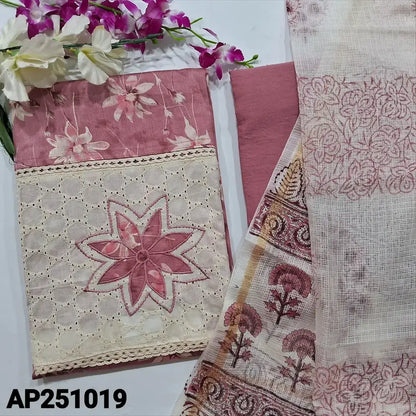 Onion pink floral printed satin cotton salwar material ap251019-Neidhal