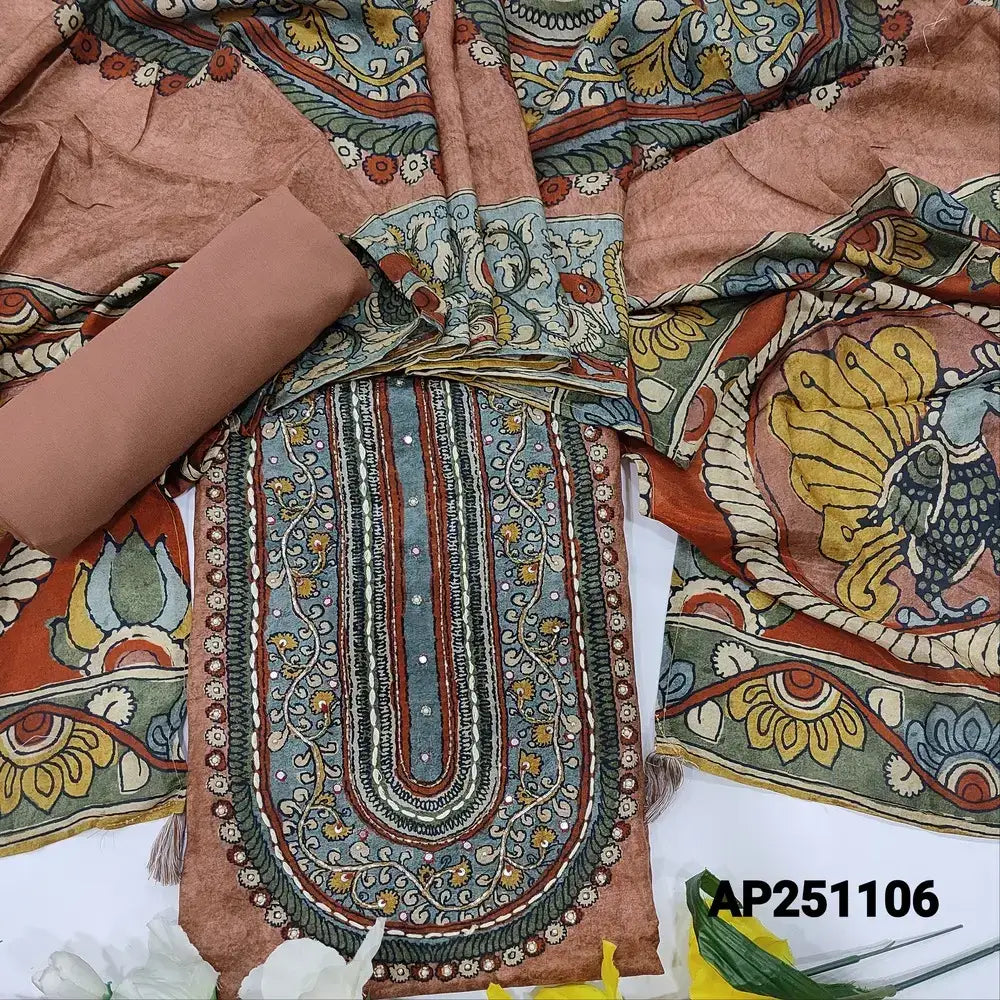 Onion pink printed dola silk salwar material ap251106-Neidhal