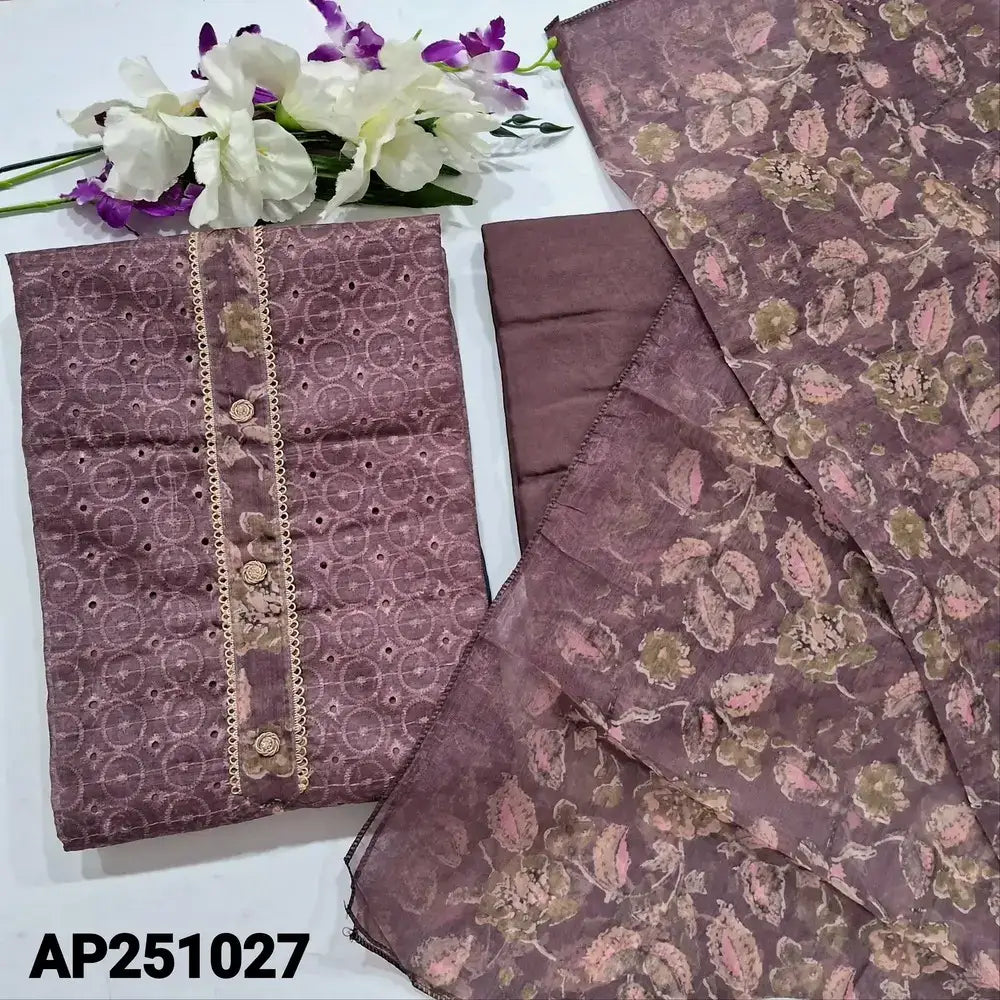 Onion pink schiffli embroidered silk cotton salwar material ap251027-Neidhal