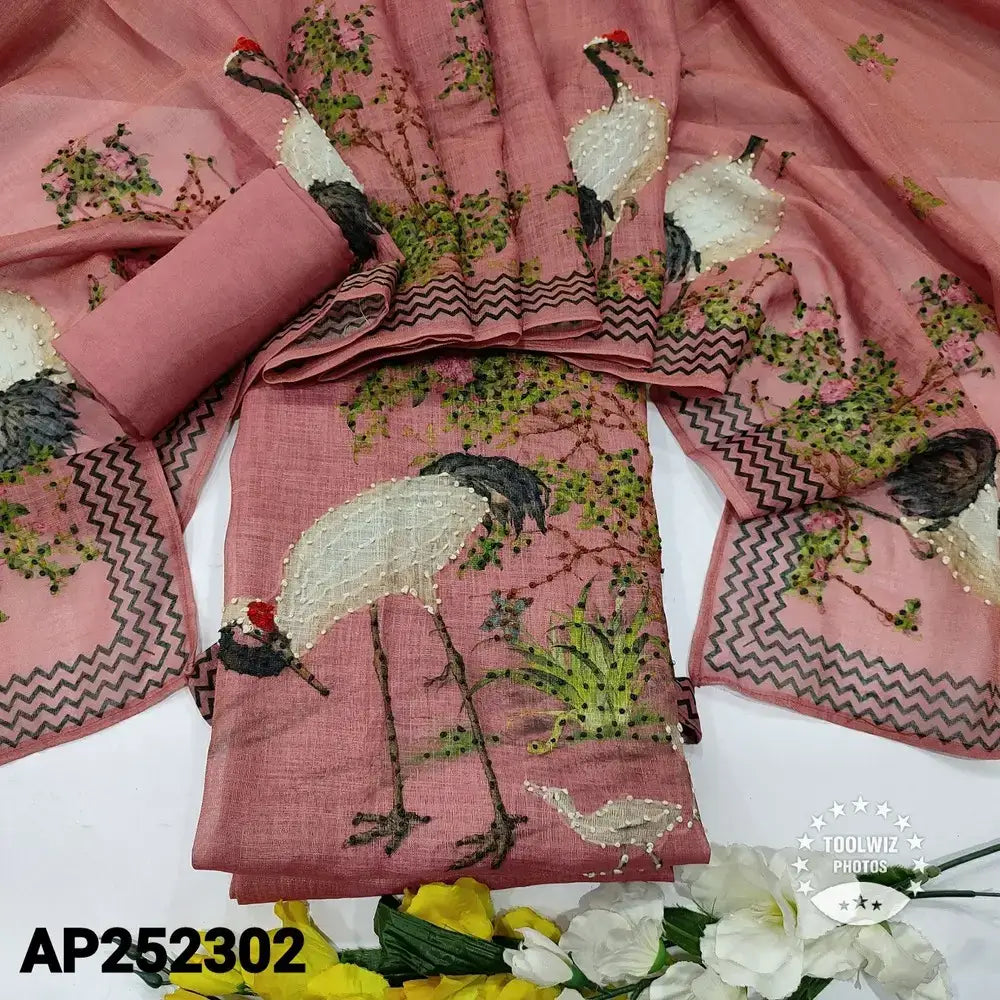Onion pink tissue linen salwar material ap252302-Neidhal