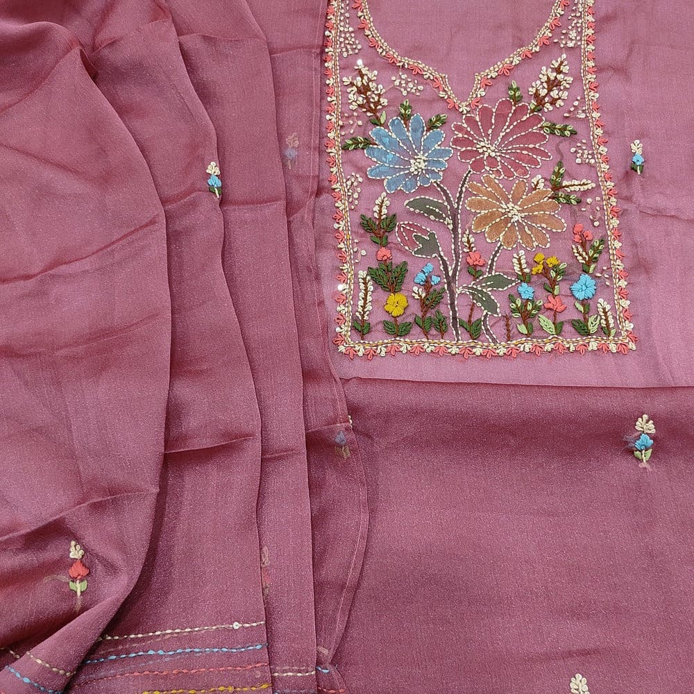 Onion pink tissue organza salwar material ap251901-Neidhal