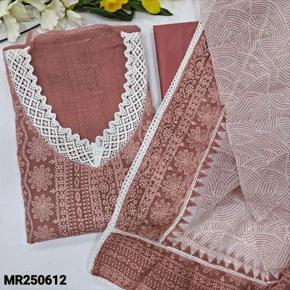 Onion Pink V-Neck Self Embroidered Super Net Salwar Material | Neidhal