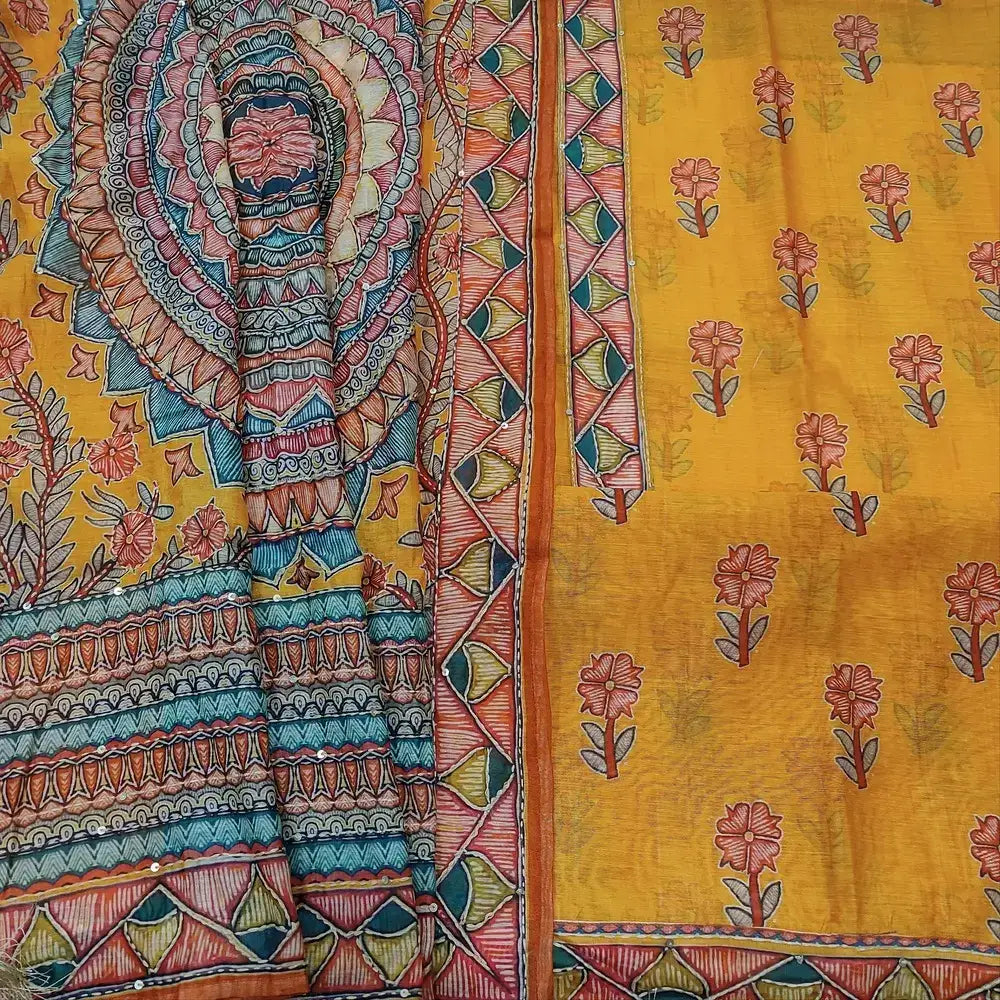 Orange digital floral printed silk cotton salwar material mr252602-Neidhal