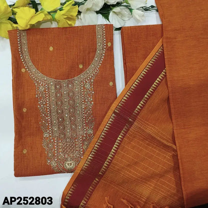 Orange handloom cotton salwar material ap252803-Neidhal