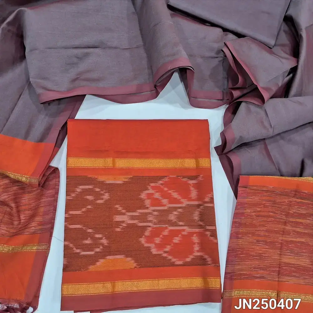 Orange silk cotton salwar material jn250407-Neidhal