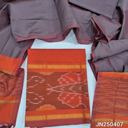 Orange silk cotton salwar material jn250407-Neidhal